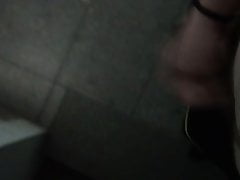 handjob cumshot in public garage