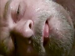 HJ: Bearded Hairy Mature Daddy Shoots Cum On Chest and Mouth