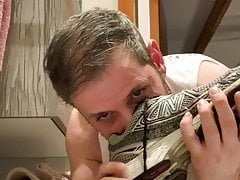 Smelling and licking my dirty old sneakers and socks