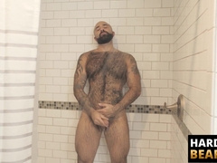 HardcoreBears.com - Bear washes his furry body and spanks his thick beefy ass