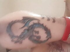 Got a blue dragon infinity tattoo dancing