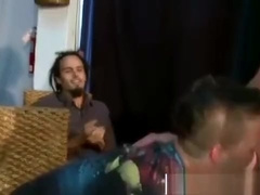 Gay cowboy spurting his jizz on audience