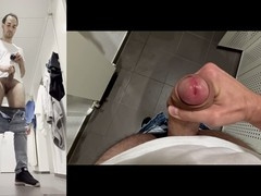 Locker room solo fun: European hunk jerks off in HD