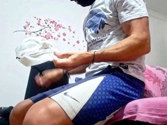 Getting off with my friend's fleshlight and vibing my big cock till I shoot my load