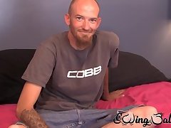 Homosexual dude John cracking jokes and stroking cock solo
