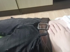 Twunk in denim satisfies his insatiable sexual desires with a wild solo session