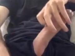 Muscular amateur strokes his big hard cock with a thick bellend