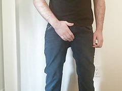 Teasing my cock and balls in jeans