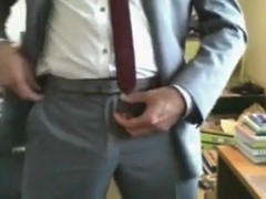 He shows us his new suits and he like to jerk off