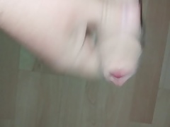 Freshly shaved penis masturbating and cum