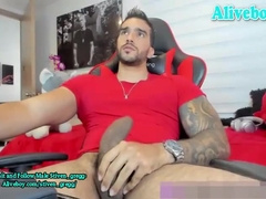 Hot Latino Hunk With Tattoos Strokes His Big Dark Dick