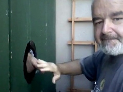 Blowjob and cum eating in Glory Hole