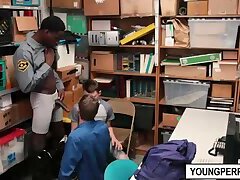 Young straight guy gets brutally DOUBLE ANAL fucked by his own dad and a black cop!
