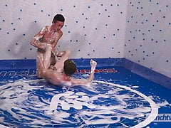 Twinks fighting and fucking in soap