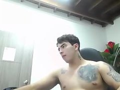 Meaty young tattoo'd bad boy jerking off