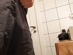 Peeing in a public toilet