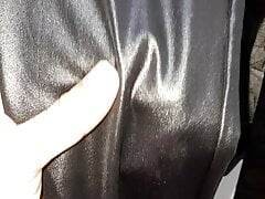 New year cum with shiny spandex pants