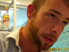 Hung bartender fucking classy young businessman