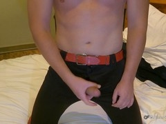 Baseball player teases himself until he reaches climax