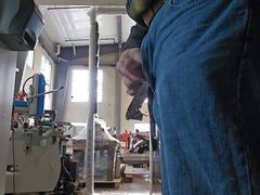 Emptying my bull balls in the open warehouse
