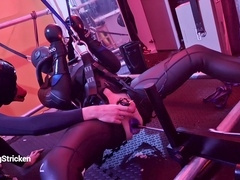 Suspended Gimp Machine Fucked and Estim to hands Free ejaculation