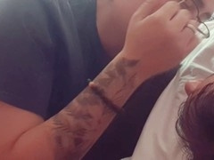 Smooching my delicious man in the morning