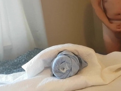 Boy cums nicely in towel 2