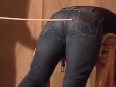 Caned over tight jeans Daddy boy 2