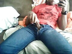 Couch masturbation pt 6 front view and show of a black cock masturbation