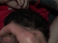 Small dick twink sucking cock and getting his face cummed on