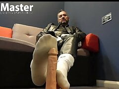Leather daddy gives you a sock job with dirty white socks POV PREVIEW