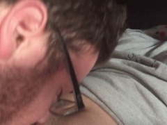 Gay blowjob, sans a condom, anilingus