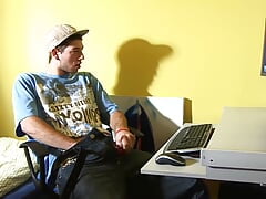 Cute horny Greg Salim is into hot jerking off until a big thick cock cum violently