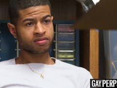 Tattooed Ebony thief barebacked hard by a security guard