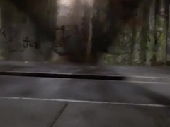 skater jacking off in an deprived place in public