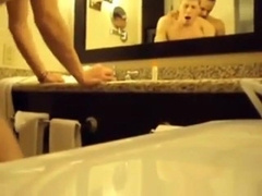 Interracial Couple's Bareback Bathroom Fuck