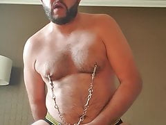Pig rides dildo and cums