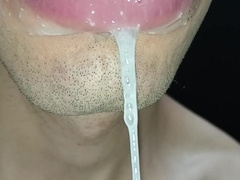 Jizm in my jaws, have fun with your jism, and guzzle it, close-up, crazy arse bandit, tongue, sloopy