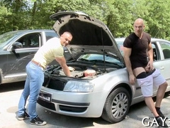 Watch this stunning Homosexual take a deep anal pounding and blow a huge load