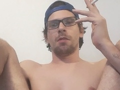 Horny amateur shows off his massive dick in a solo session