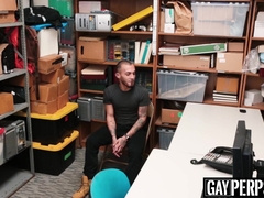 Young Tatted Shoplifter Barebacked Rigid By An Ebony Guard