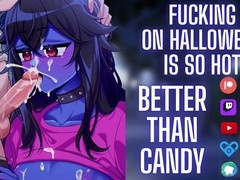 Having fun with your naughty femboy buddy on Halloween