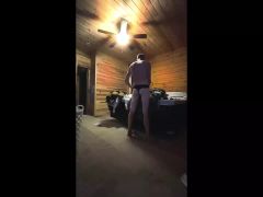 Hanging Laundry Wearing Black Thong