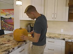 StepBrother Jerked Off Inside Pumpkin Next To Girlfriend