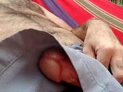 Outdoor masturbation Big Rope spunk Shot