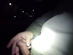 Small dick cumshot in the park at midnight.