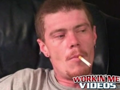 Rough stud masturbates solo and shoots cum all over himself