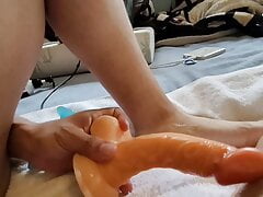 Very dirty cum and piss feet fetish play