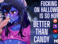 Having fun with your naughty femboy buddy on Halloween