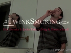 Attractive Paradox chainsmokin marlboro black while jerking his cock passionately